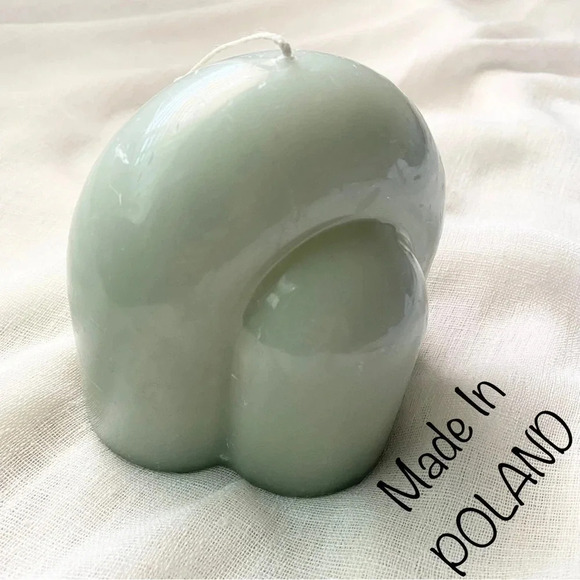 NEW FEM POLAND Pillar Candle Unique shape Sage green - Picture 1 of 11